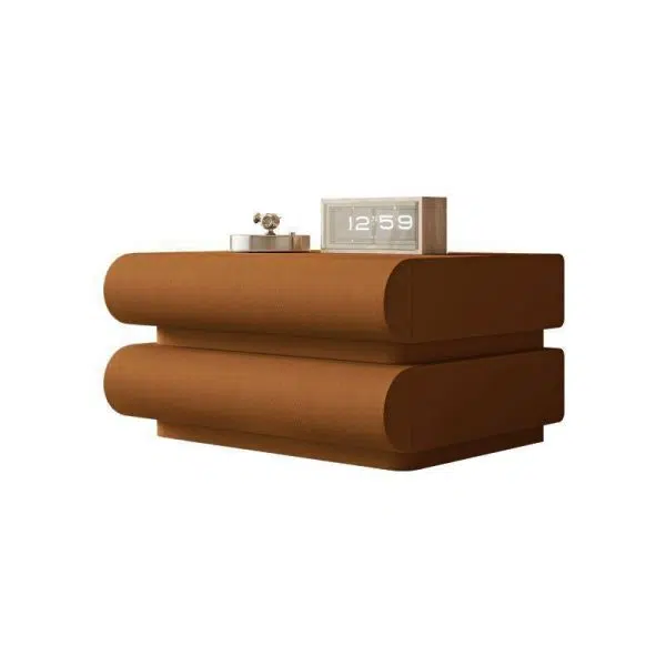 Contemporary Nordic Square Cube Solid Wood Leather Hardware Nightstand 2 - Drawer For Bedroom - Image 18