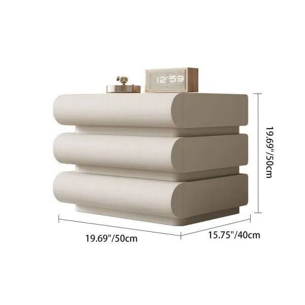 Contemporary Nordic Square Cube Solid Wood Leather Hardware Nightstand 2 - Drawer For Bedroom - Image 5