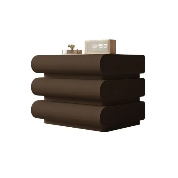 Contemporary Nordic Square Cube Solid Wood Leather Hardware Nightstand 2 - Drawer For Bedroom - Image 26