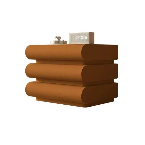 Contemporary Nordic Square Cube Solid Wood Leather Hardware Nightstand 2 - Drawer For Bedroom - Image 24