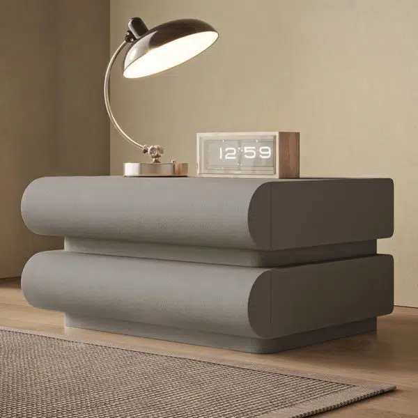 Contemporary Nordic Square Cube Solid Wood Leather Hardware Nightstand 2 - Drawer For Bedroom - Image 13