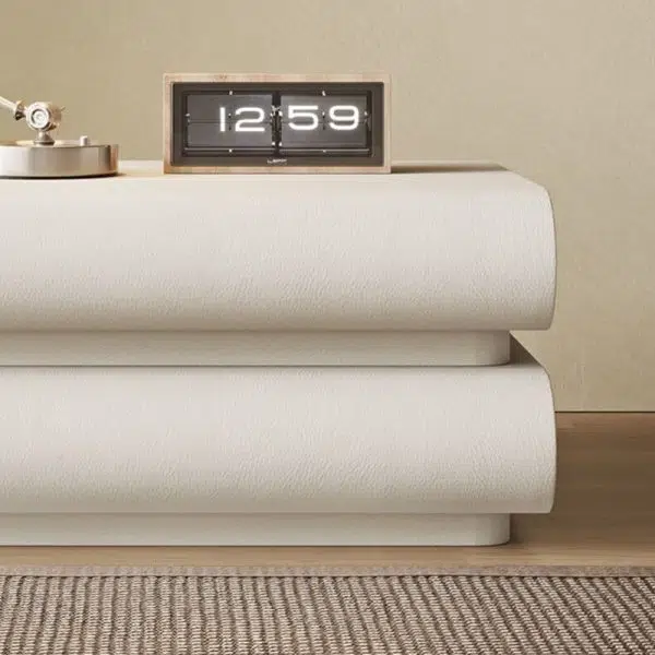 Contemporary Nordic Square Cube Solid Wood Leather Hardware Nightstand 2 - Drawer For Bedroom - Image 10