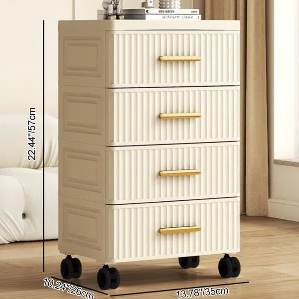 Contemporary Nordic Cream Rectangular Cube PP Side Table 3/4/5 - Drawer For Living Room - Image 6