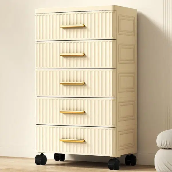 Contemporary Nordic Cream Rectangular Cube PP Side Table 3/4/5 - Drawer For Living Room - Image 16