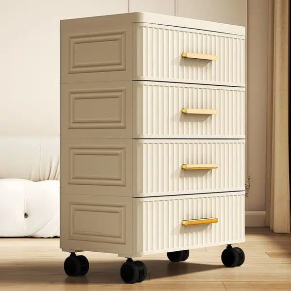 Contemporary Nordic Cream Rectangular Cube PP Side Table 3/4/5 - Drawer For Living Room - Image 11