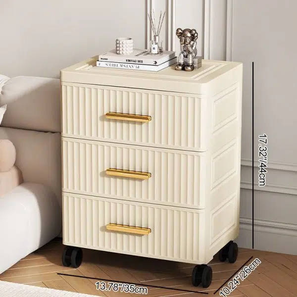 Contemporary Nordic Cream Rectangular Cube PP Side Table 3/4/5 - Drawer For Living Room - Image 4