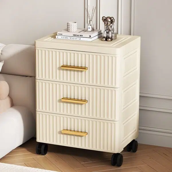 Contemporary Nordic Cream Rectangular Cube PP Side Table 3/4/5 - Drawer For Living Room - Image 3