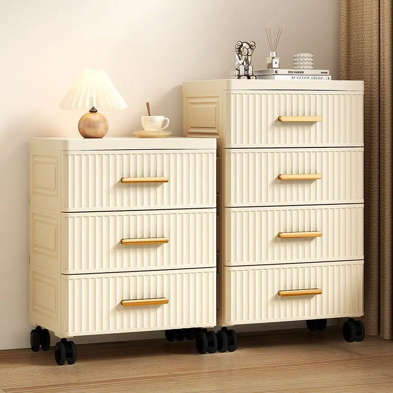 DFM-Table-FA01023-15.jpg Contemporary Nordic Cream Rectangular Cube PP Side Table 3/4/5 - Drawer For Living Room - Image 1