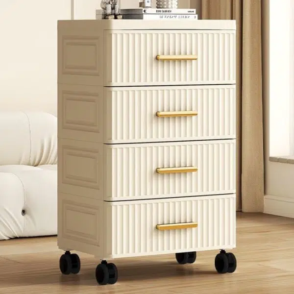 Contemporary Nordic Cream Rectangular Cube PP Side Table 3/4/5 - Drawer For Living Room - Image 12