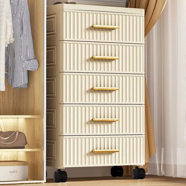 Contemporary Nordic Cream Rectangular Cube PP Side Table 3/4/5 - Drawer For Living Room - Image 15