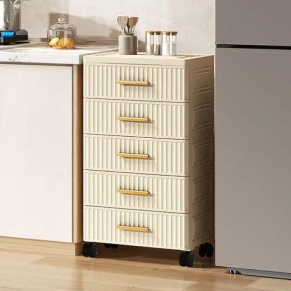 Contemporary Nordic Cream Rectangular Cube PP Side Table 3/4/5 - Drawer For Living Room - Image 14