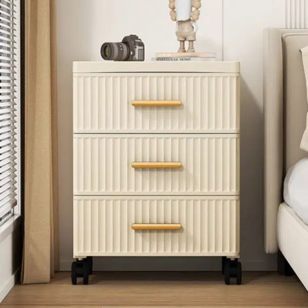 Contemporary Nordic Cream Rectangular Cube PP Side Table 3/4/5 - Drawer For Living Room - Image 10