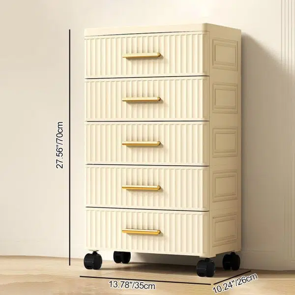 Contemporary Nordic Cream Rectangular Cube PP Side Table 3/4/5 - Drawer For Living Room - Image 5