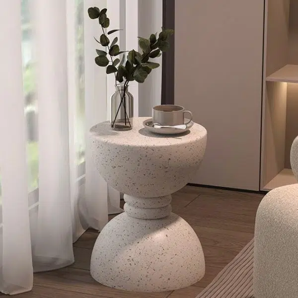 Contemporary Nordic Hourglass Magnesium Oxide Side Table 1 - Tier For Living Room - Image 8