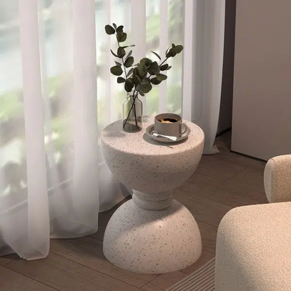 Contemporary Nordic Hourglass Magnesium Oxide Side Table 1 - Tier For Living Room - Image 6