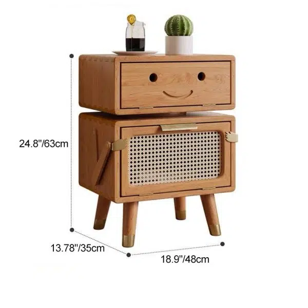 Contemporary Creative Rotatable Kids Robot Rectangular Cubic Ash Rattan Hardware Nightstand 2 - Cabinet For Bedroom - Image 4