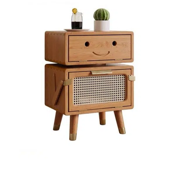 Contemporary Creative Rotatable Kids Robot Rectangular Cubic Ash Rattan Hardware Nightstand 2 - Cabinet For Bedroom - Image 12
