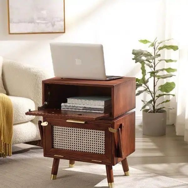 Contemporary Creative Rotatable Kids Robot Rectangular Cubic Ash Rattan Hardware Nightstand 2 - Cabinet For Bedroom - Image 7