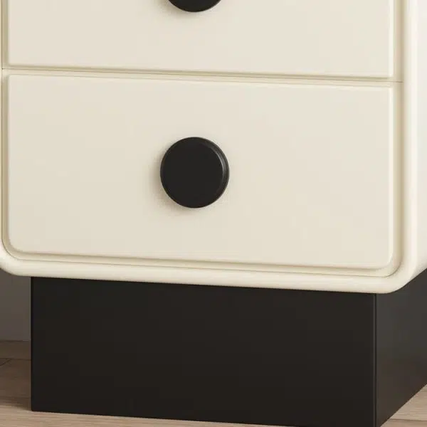 Contemporary Nordic Square Cube Solid Wood Multilayer Board Leather Nightstand 2 - Drawer For Bedroom - Image 8