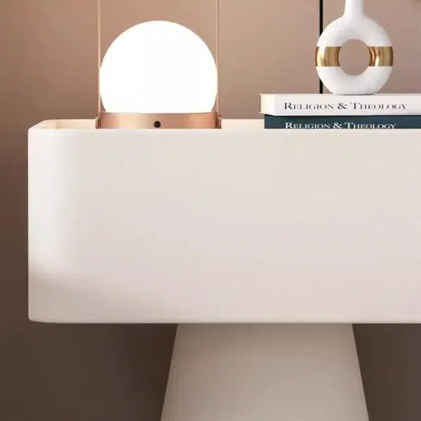 Contemporary Nordic Square Trapezoid Cube Rock Board Pine Leather Nightstand 1 - Drawer For Bedroom - Image 8