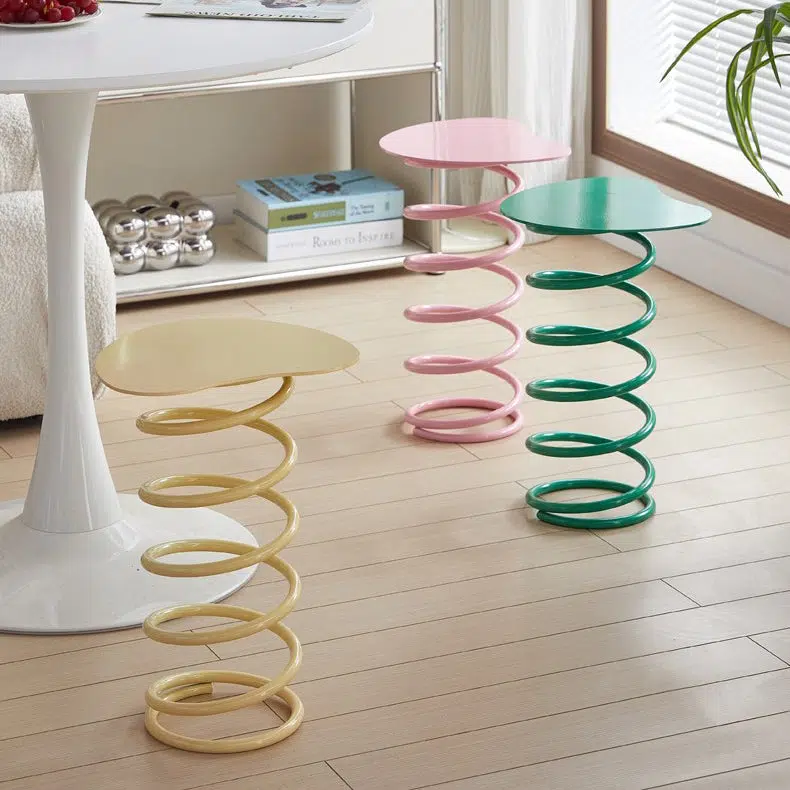 DFM-Table-FA01157-10-6c3bad36-12f8-4c4e-83ae-11e477e770e4.jpg Contemporary Creative Spring Shape Full Iron Side Table 1 - Tier For Living Room - Image 1