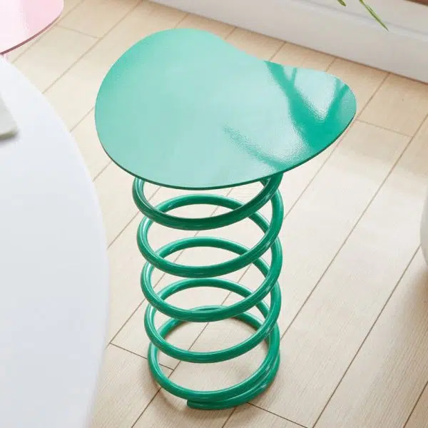 Contemporary Creative Spring Shape Full Iron Side Table 1 - Tier For Living Room - Image 15