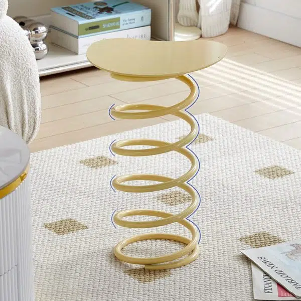 Contemporary Creative Spring Shape Full Iron Side Table 1 - Tier For Living Room - Image 17