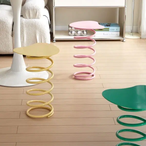 Contemporary Creative Spring Shape Full Iron Side Table 1 - Tier For Living Room - Image 13