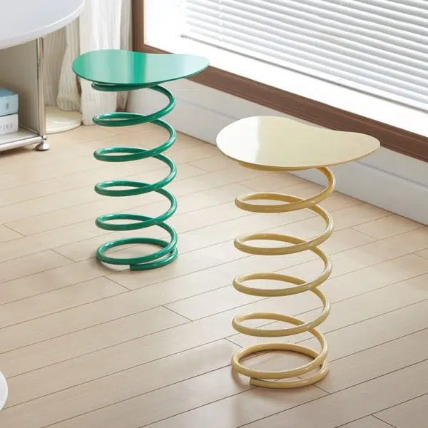 Contemporary Creative Spring Shape Full Iron Side Table 1 - Tier For Living Room - Image 2