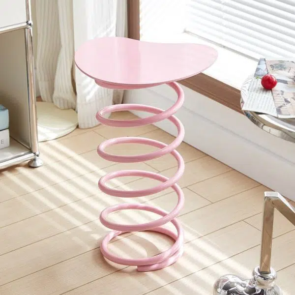 Contemporary Creative Spring Shape Full Iron Side Table 1 - Tier For Living Room - Image 16
