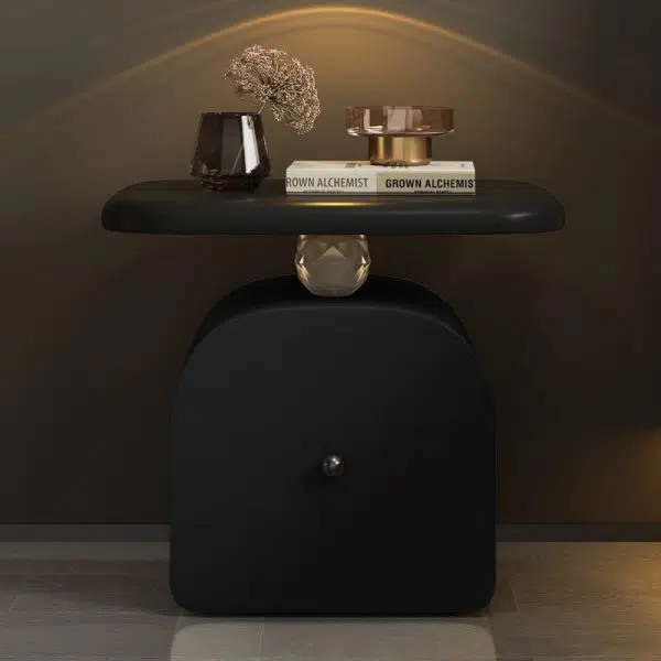 Contemporary Nordic Square Solid Wood Multilayer Board Hardware Acrylic Nightstand 1 - Drawer For Bedroom - Image 3