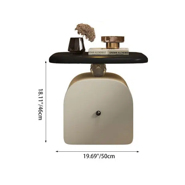 Contemporary Nordic Square Solid Wood Multilayer Board Hardware Acrylic Nightstand 1 - Drawer For Bedroom - Image 4