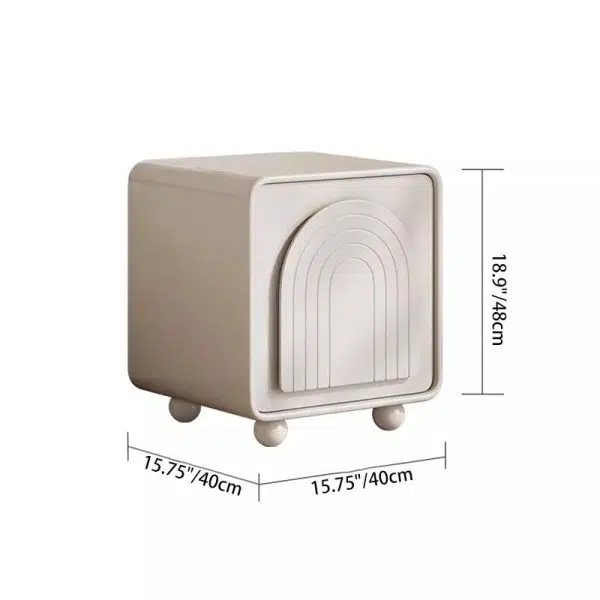 Contemporary Nordic Cream Square Cube Ecological Board Hardware ABS Nightstand 2 - Cabinet For Bedroom - Image 4