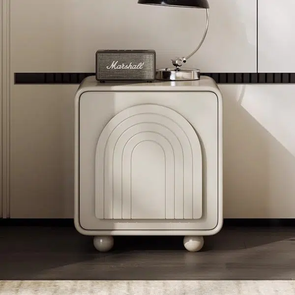 Contemporary Nordic Cream Square Cube Ecological Board Hardware ABS Nightstand 2 - Cabinet For Bedroom - Image 3