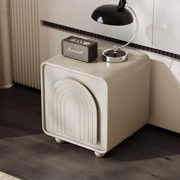 Contemporary Nordic Cream Square Cube Ecological Board Hardware ABS Nightstand 2 - Cabinet For Bedroom - Image 7