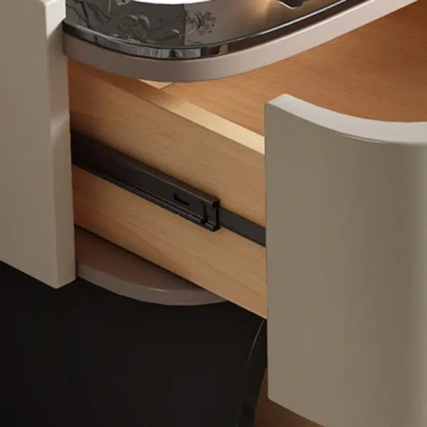 Contemporary Nordic Rectangular Glass Desktop Pine Leather Nightstand 2 - Drawer For Bedroom - Image 6