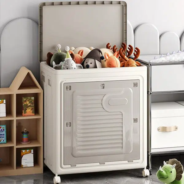 Contemporary Nordic Foldable Clothes Storage Cabinet Full PP Side Table 1 - Storage For Living Room - Image 3