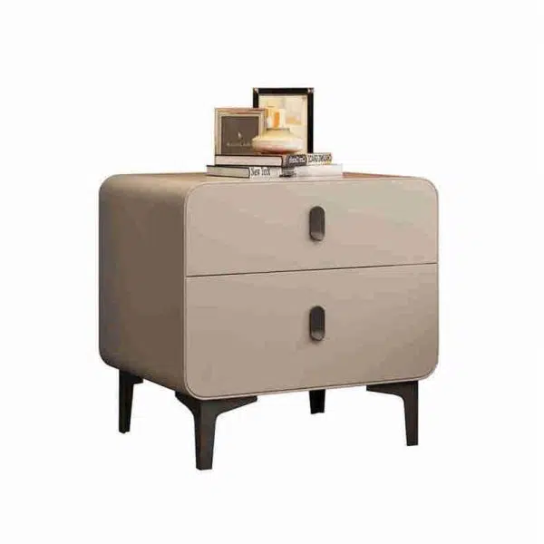 Contemporary Nordic Square Cube Artificial Board Solid Wood Nightstand 2 - Drawer For Bedroom - Image 13