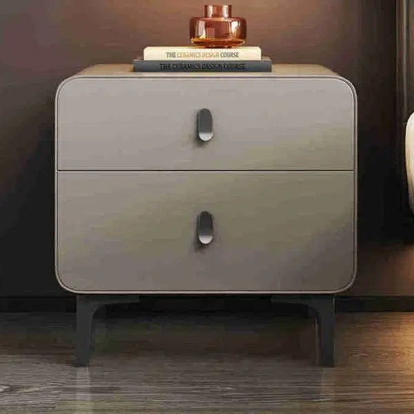 Contemporary Nordic Square Cube Artificial Board Solid Wood Nightstand 2 - Drawer For Bedroom - Image 9
