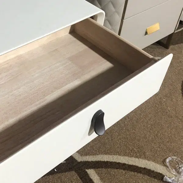 Contemporary Nordic Square Cube Artificial Board Solid Wood Nightstand 2 - Drawer For Bedroom - Image 6