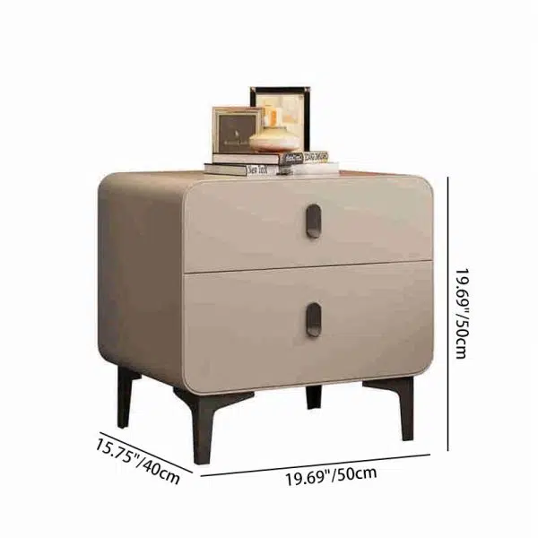 Contemporary Nordic Square Cube Artificial Board Solid Wood Nightstand 2 - Drawer For Bedroom - Image 4