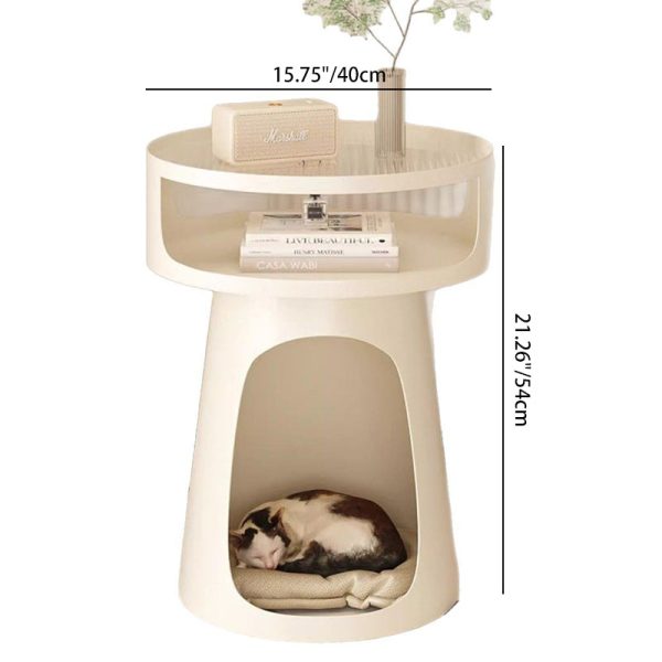 Contemporary Nordic Cream Round Cylindrical Glass Iron 1 - Cabinet Side Table For Living Room - Image 4