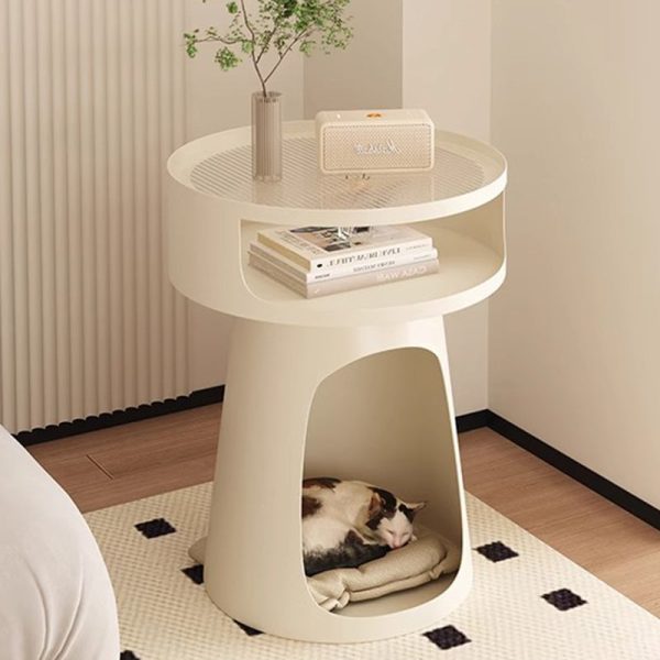 Contemporary Nordic Cream Round Cylindrical Glass Iron 1 - Cabinet Side Table For Living Room - Image 10