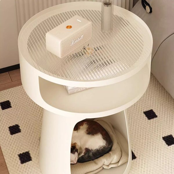 Contemporary Nordic Cream Round Cylindrical Glass Iron 1 - Cabinet Side Table For Living Room - Image 6