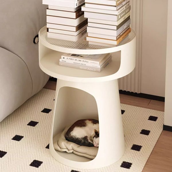 Contemporary Nordic Cream Round Cylindrical Glass Iron 1 - Cabinet Side Table For Living Room - Image 7