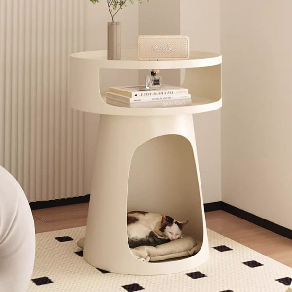 Contemporary Nordic Cream Round Cylindrical Glass Iron 1 - Cabinet Side Table For Living Room - Image 11