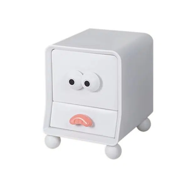 Contemporary Creative Square Cube Big Eyes ABS Hardware Nightstand 2 - Drawer For Bedroom - Image 21