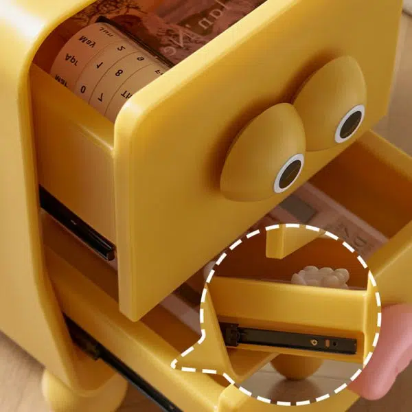 Contemporary Creative Square Cube Big Eyes ABS Hardware Nightstand 2 - Drawer For Bedroom - Image 5