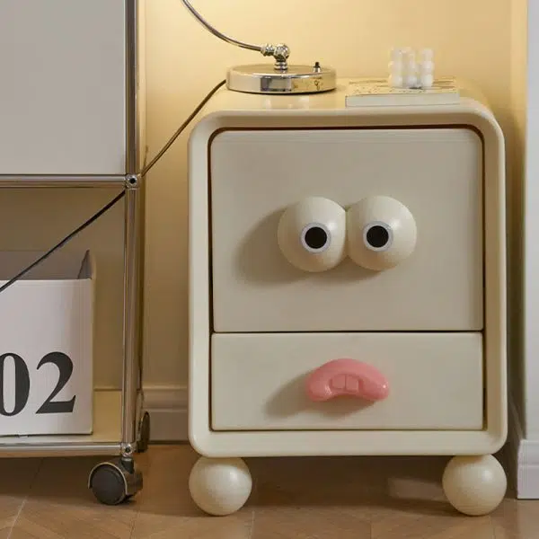 Contemporary Creative Square Cube Big Eyes ABS Hardware Nightstand 2 - Drawer For Bedroom - Image 16