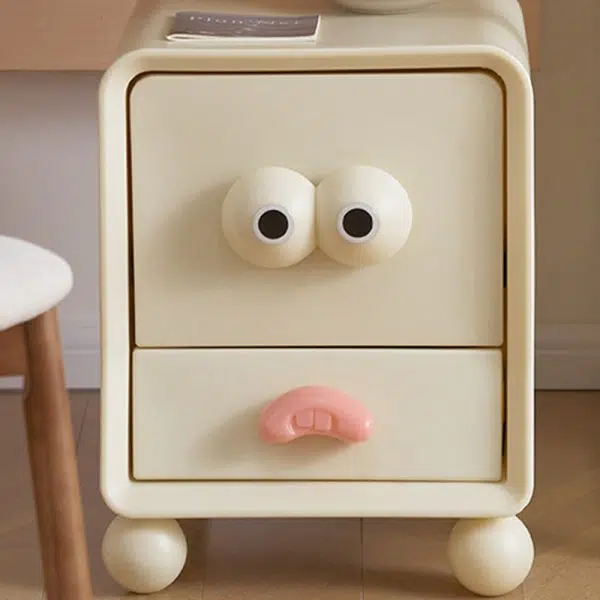 Contemporary Creative Square Cube Big Eyes ABS Hardware Nightstand 2 - Drawer For Bedroom - Image 17